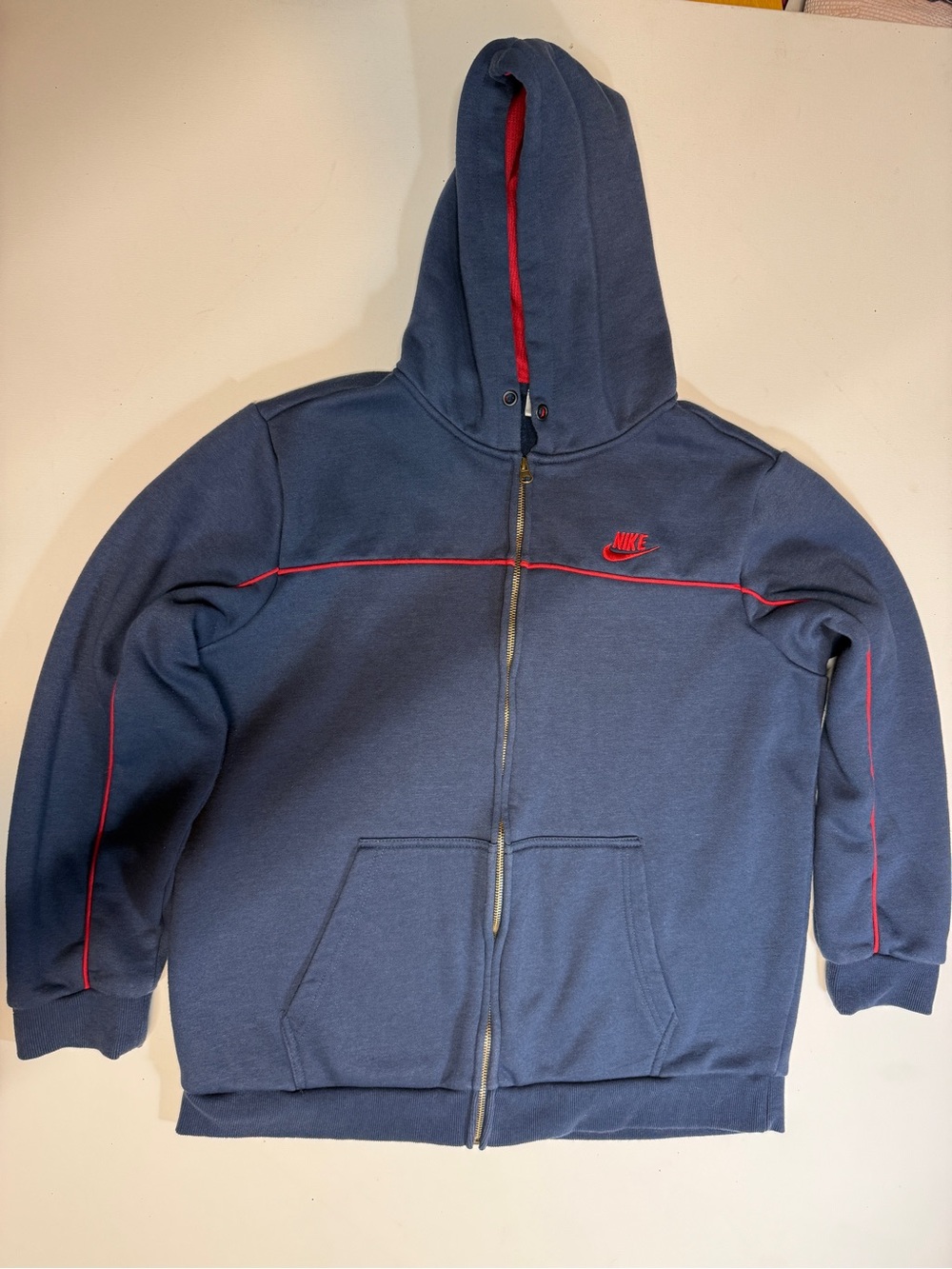 Nike Blue Full-Zip Hoodie with Red Accents